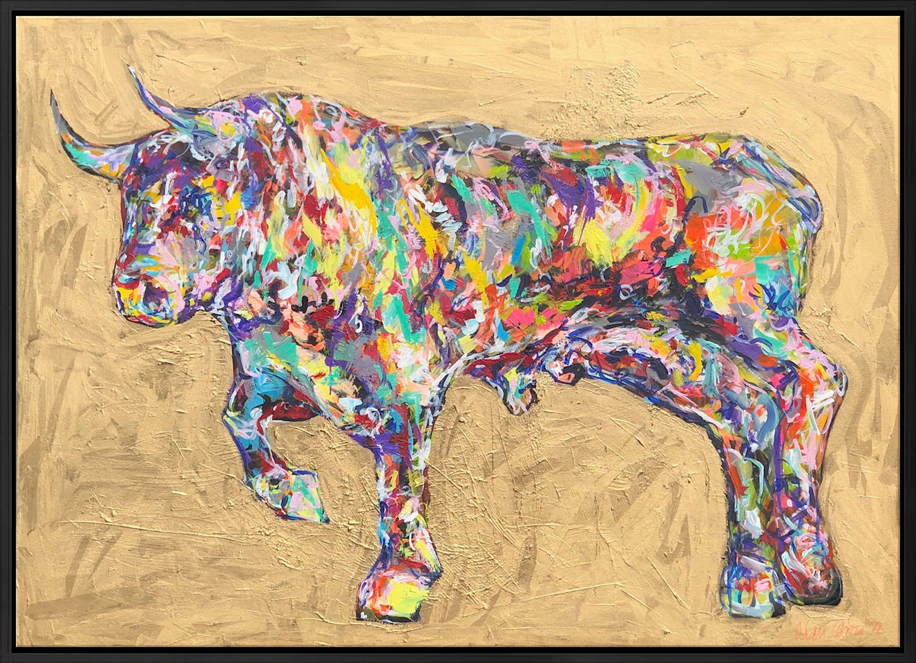 Nicole Leidenfrost: Bild 'Golden Bull' (2022) (Original / Unikat), gerahmt