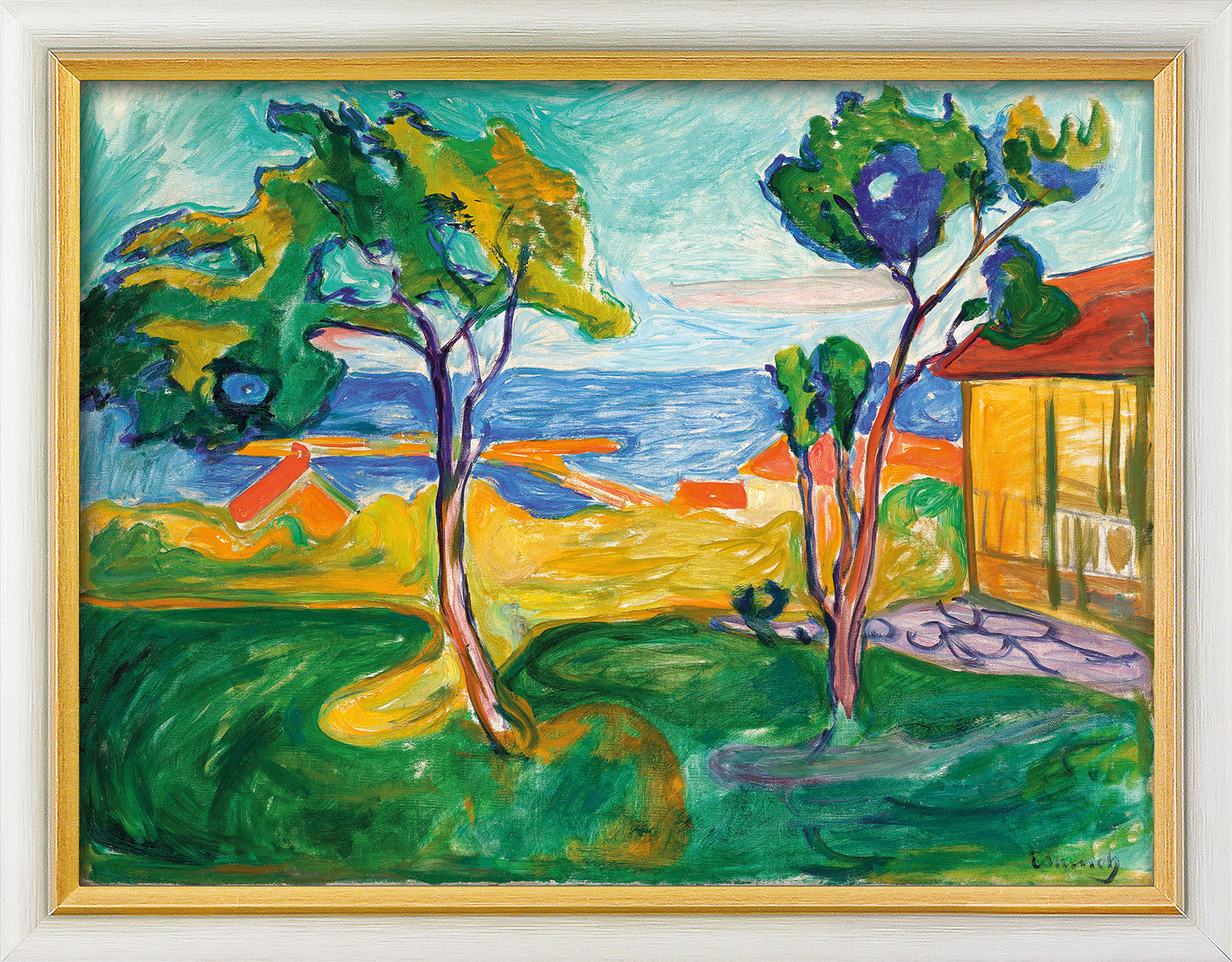 Edvard Munch: Bild 'Der Garten in Asgardstrand' (1904-05), gerahmt