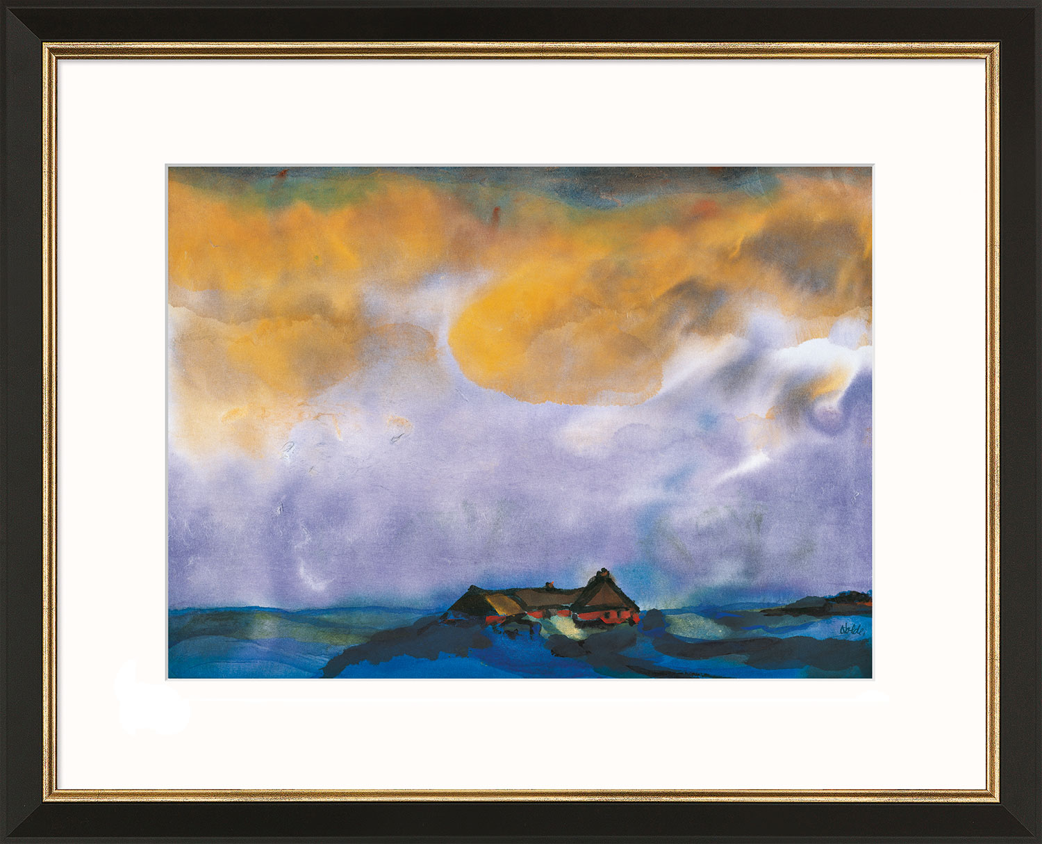 Emil Nolde: Bild 'Hallig', Version schwarz-goldfarben gerahmt