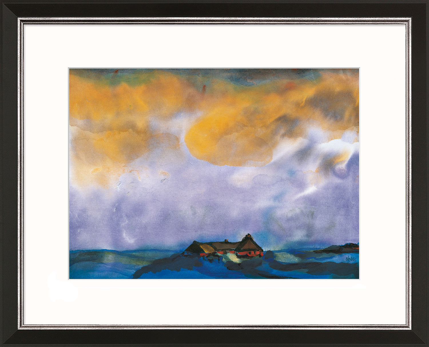 Emil Nolde: Bild 'Hallig', Version schwarz-silberfarben gerahmt