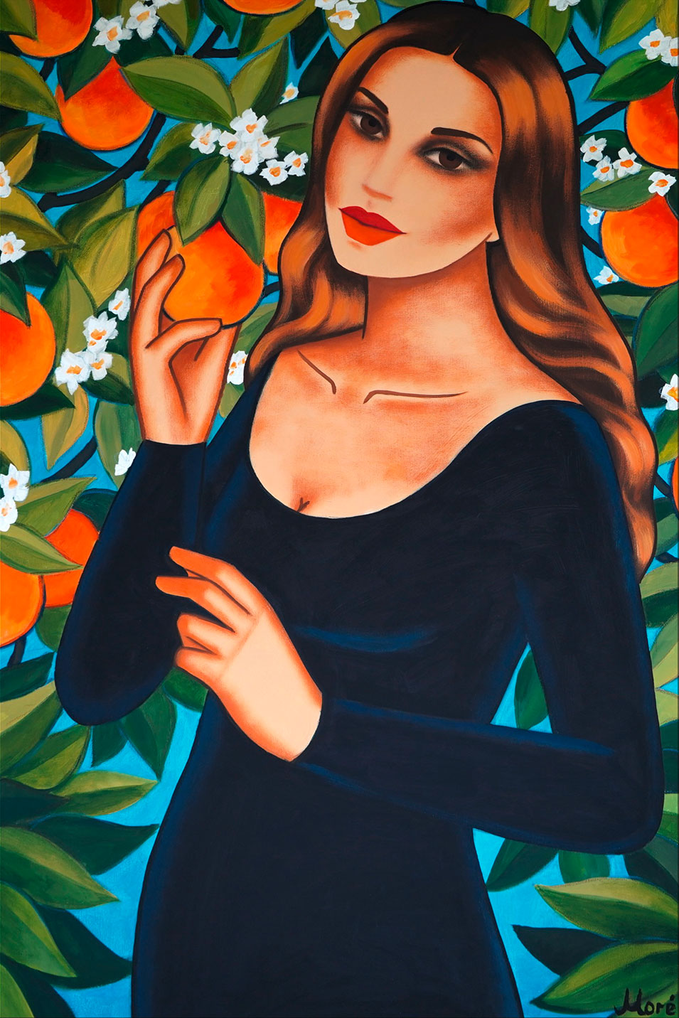 Ekaterina Moré: Bild 'Orangengarten' (2022) (Original / Unikat), auf Keilrahmen