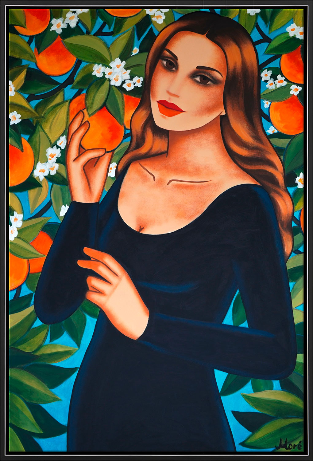 Ekaterina Moré: Bild 'Orangengarten' (2022) (Original / Unikat), gerahmt