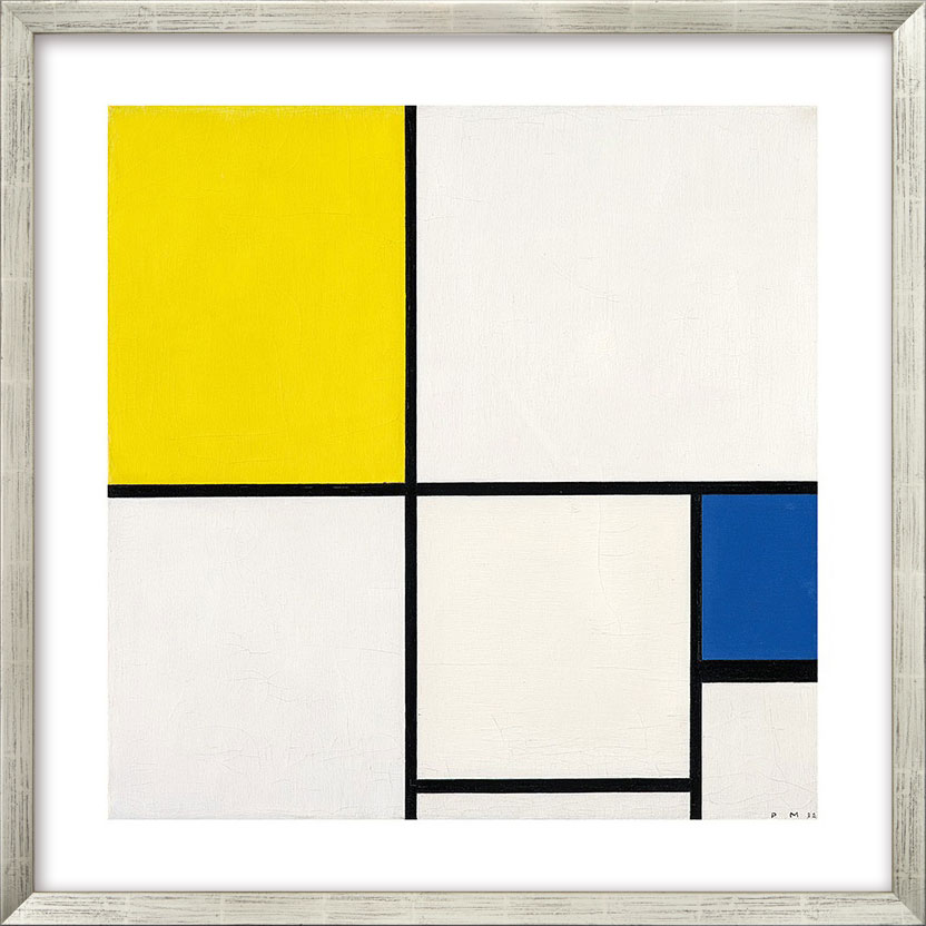 Piet Mondrian: Bild 'Komposition mit Gelb und Blau' (1932), gerahmt