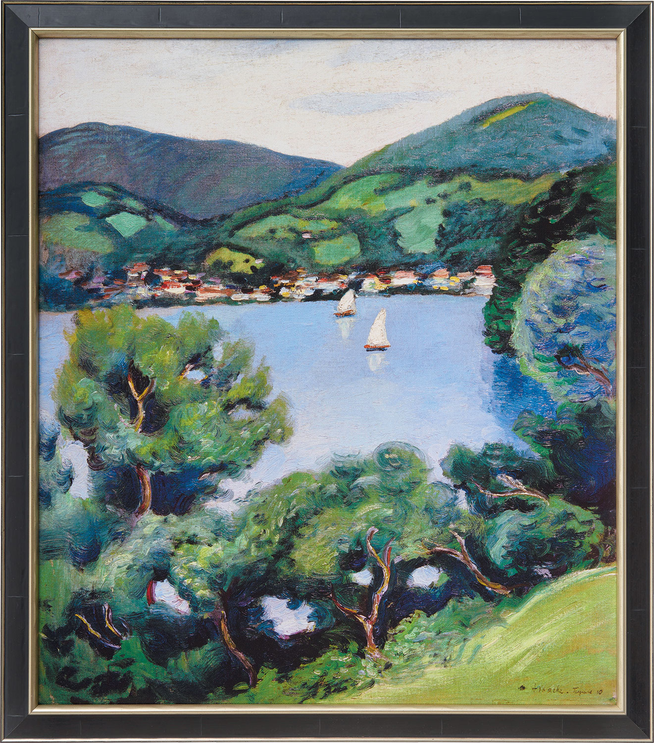 August Macke: Bild 'Ansicht vom Tegernsee' (1910), gerahmt