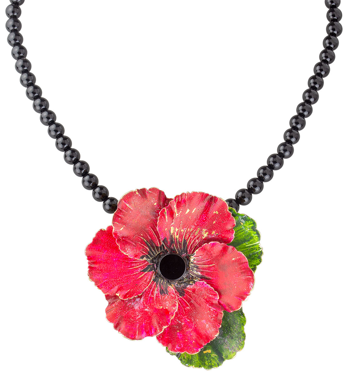 Petra Waszak: Perlencollier 'Mohnblume', Schmuck