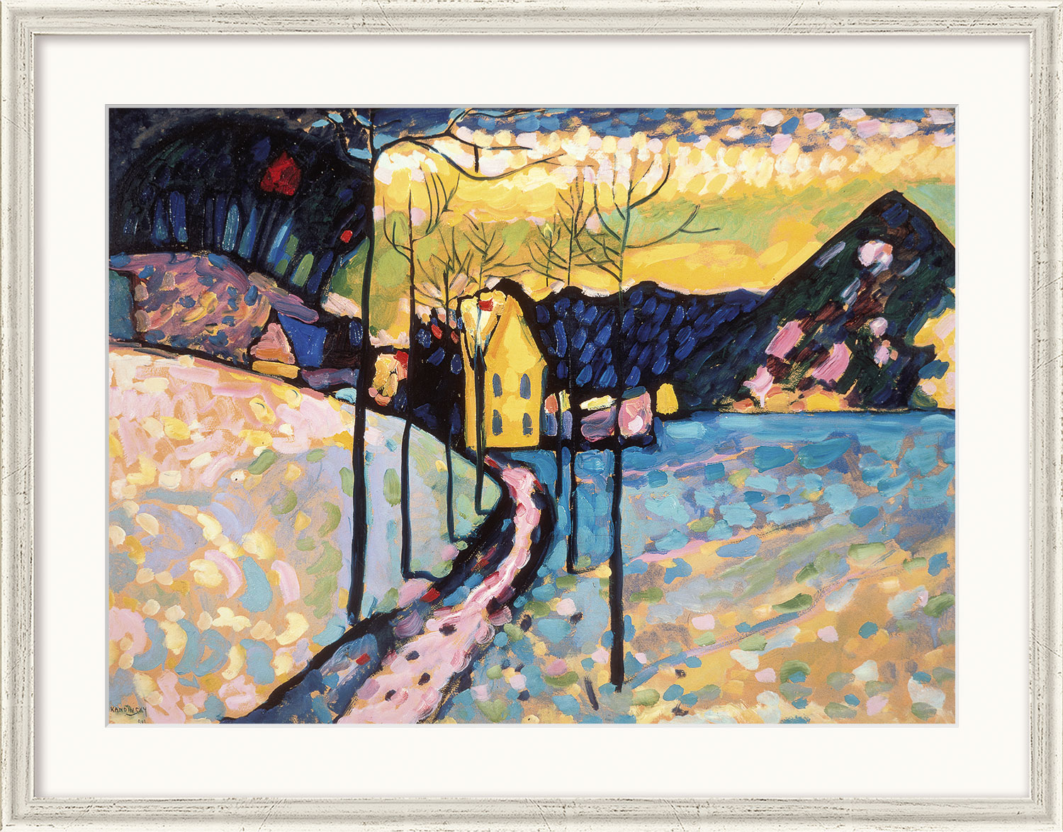 Wassily Kandinsky: Bild 'Winterlandschaft I' (1909), Version silberfarben gerahmt