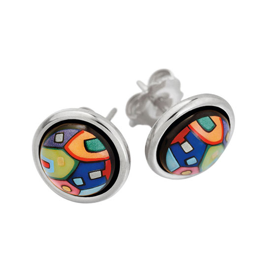 FreyWille: Ohrstecker 'Cabochon - Hommage à Hundertwasser - Street Rivers'