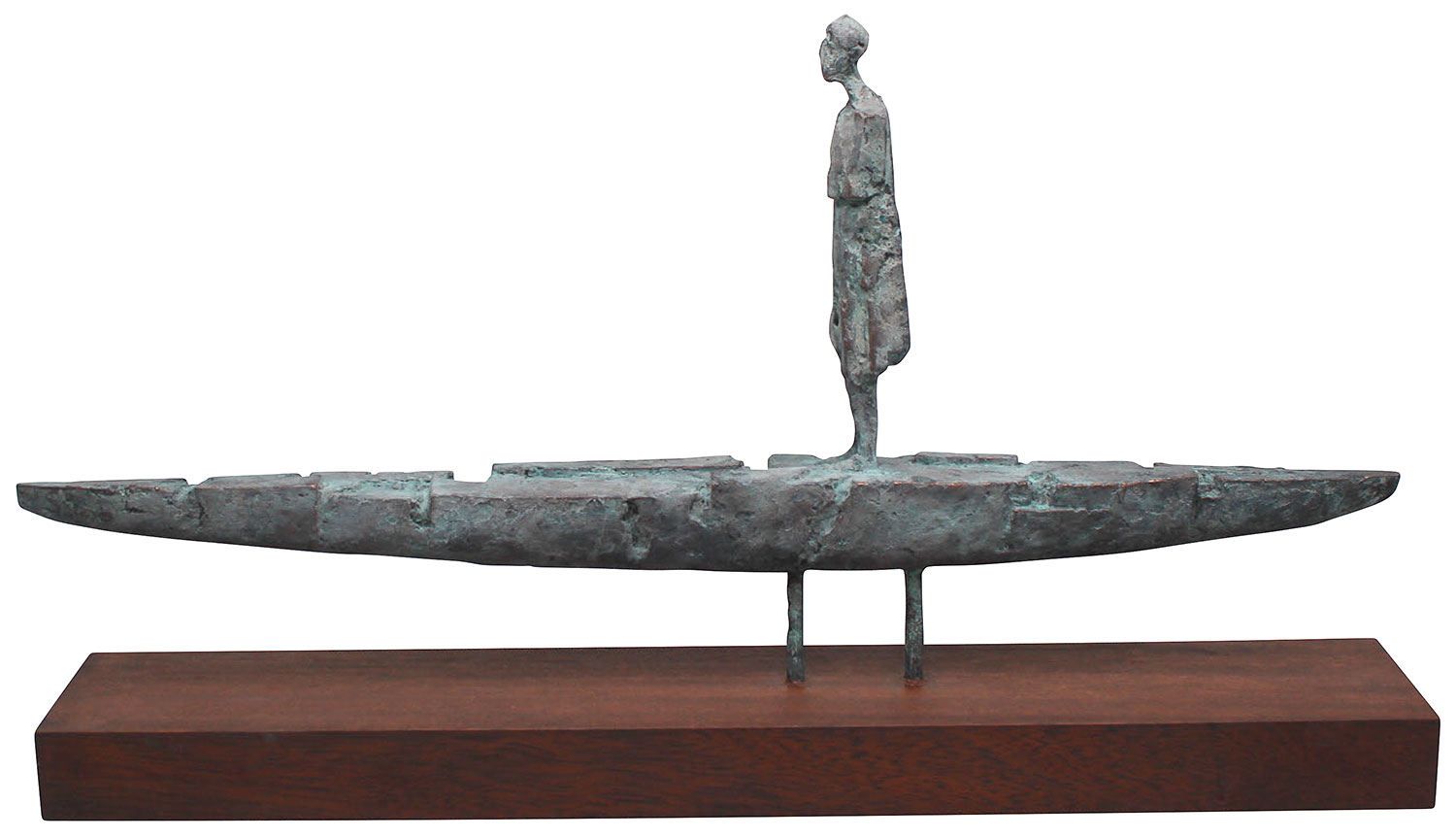 Michael Jastram: Skulptur 'Der Fährmann II' (2018), Bronze auf Holzsockel