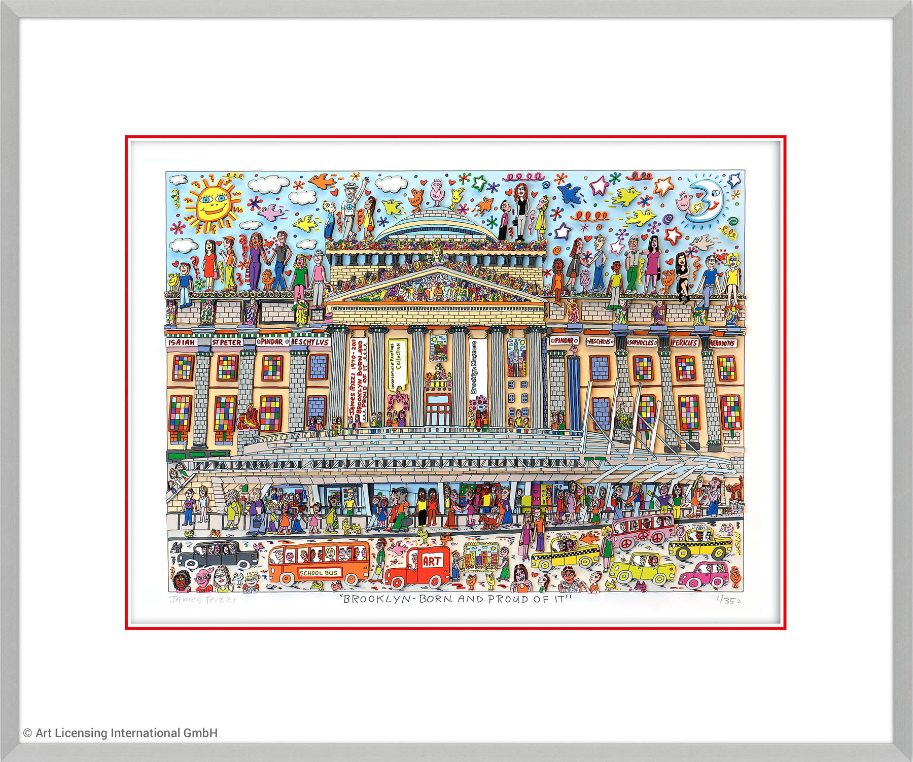 James Rizzi: 3D-Bild 'Brooklyn-Born, and Proud of It' (2022), gerahmt