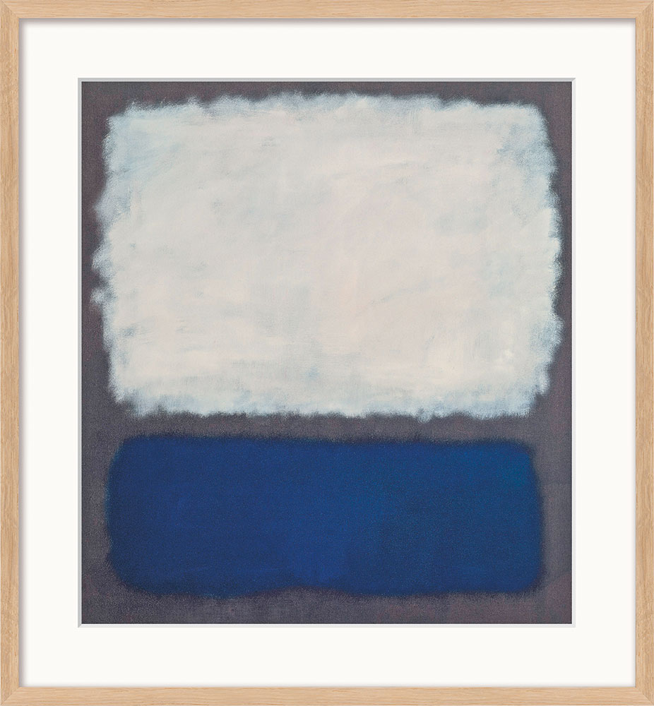 Mark Rothko: Bild 'Blue and Grey' (1962), Version naturfarben gerahmt