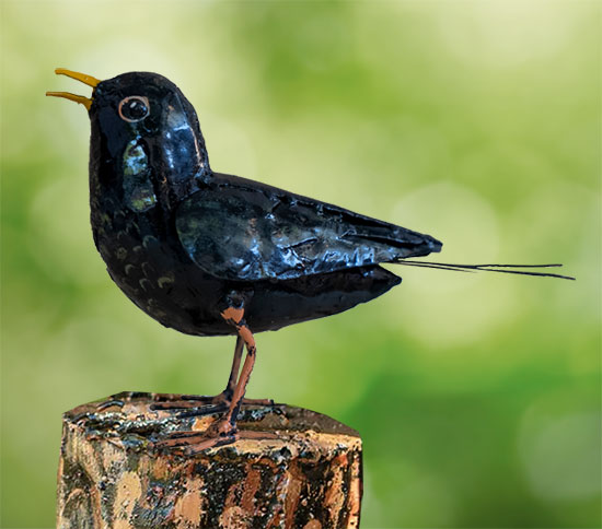 Gartenfigur 'Amsel', Gartenskulptur