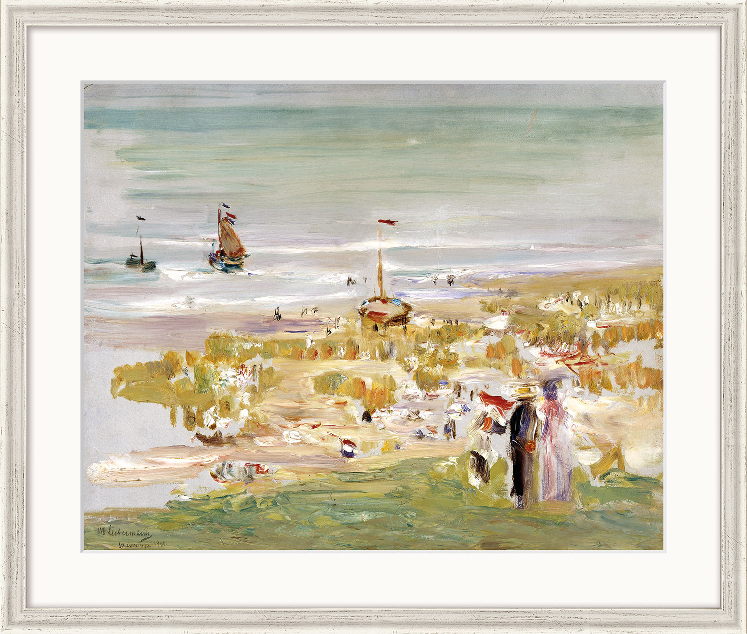 Max Liebermann: Bild 'Der Strand, Scheveningen' (1900), Version silberfarben gerahmt