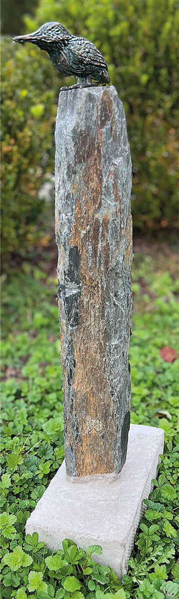 Gartenstele 'Eisvogel auf Säule', kleine Version