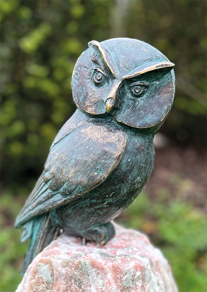 Gartenskulptur 'Schleiereule' (Version ohne Rosario-Findling)