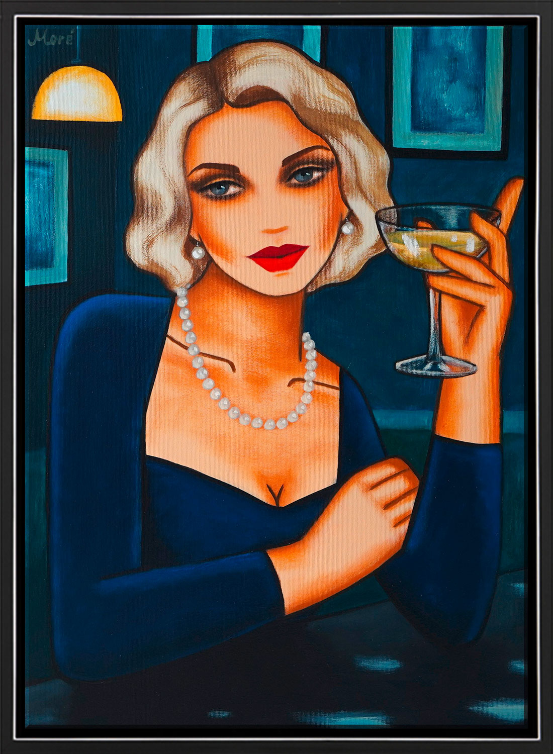 Ekaterina Moré: Bild 'Blue Bar II' (2022) (Original / Unikat), gerahmt