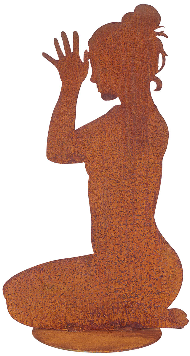 Gartenfigur / Silhouette 'Yoga-Mädchen im Profil', Gartenskulptur