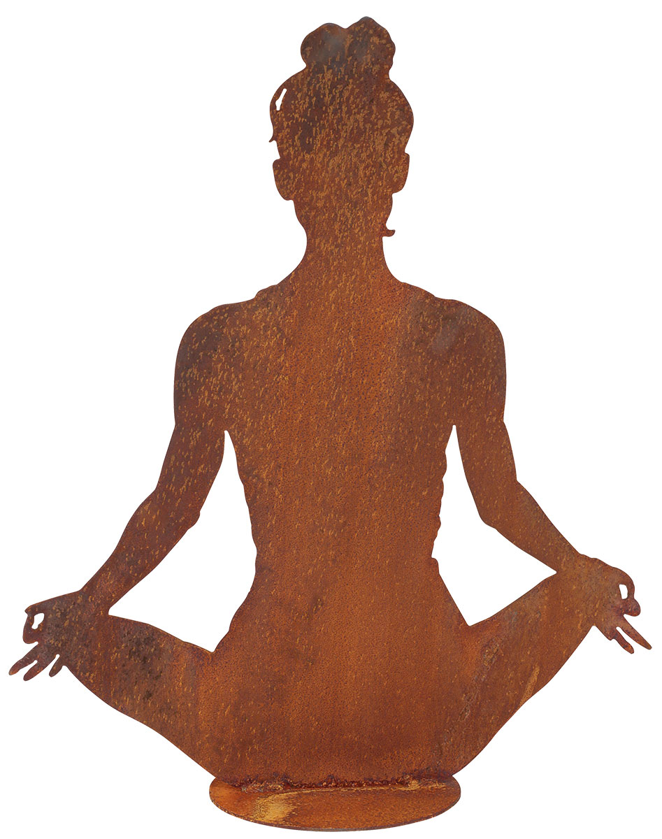 Gartenfigur / Silhouette 'Yoga-Mädchen im Lotussitz', Gartenskulptur