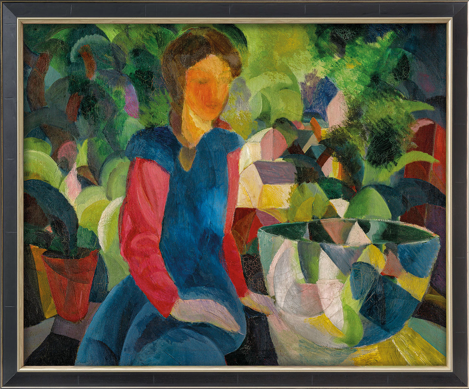 August Macke: Bild 'Mädchen mit Fischglas' (1914), gerahmt