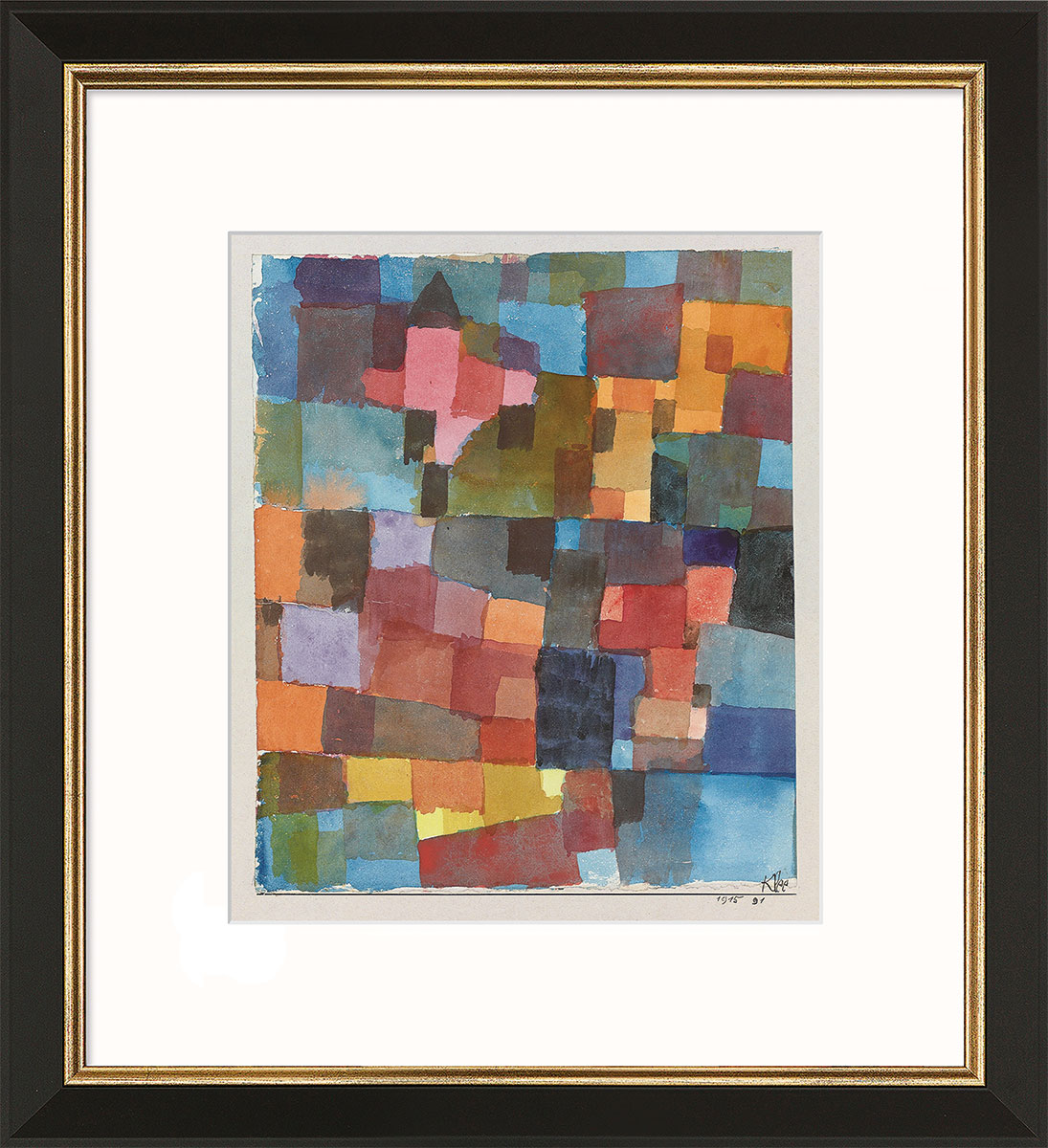 Paul Klee: Bild 'Raumarchitekturen (auf Kalt-Warm)' (1915), gerahmt