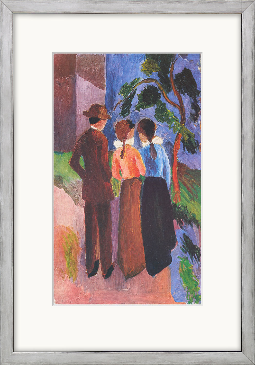 August Macke: Bild 'Spaziergang zu Dreien' (1914), gerahmt