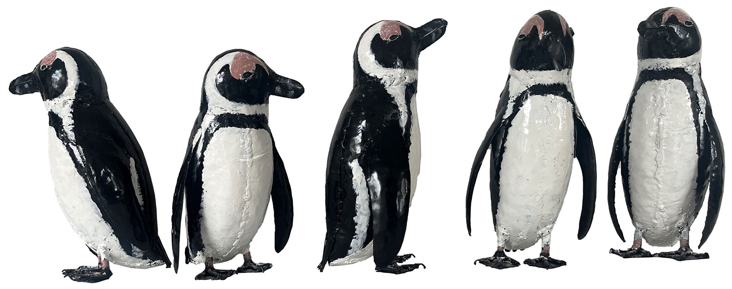 Gartenfiguren 'Pinguine', 5er-Set, Gartenskulptur