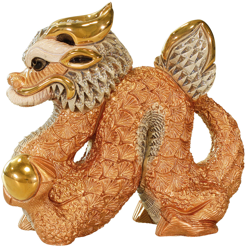 Keramikfigur 'Rotgoldener Drache'