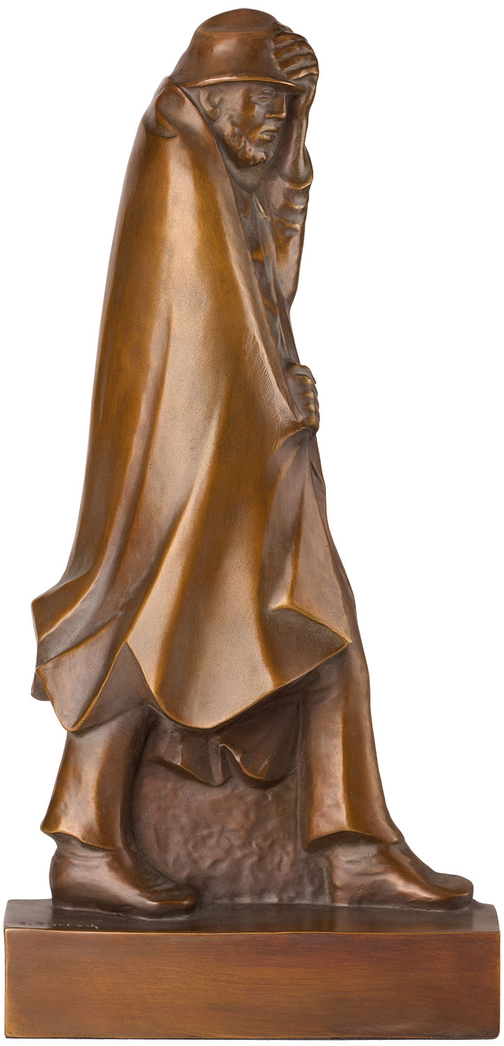 Ernst Barlach: Skulptur 'Wanderer im Wind' (1934), Reduktion in Bronze