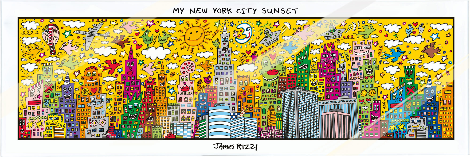 James Rizzi: Magnettafel 'My Ny City Sunset', Glas