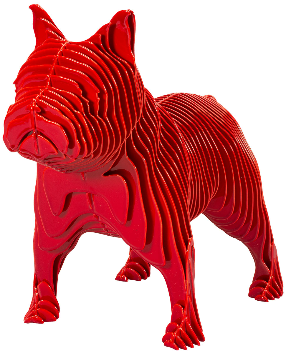 Stahlskulptur 'Bulldogge', rote Version