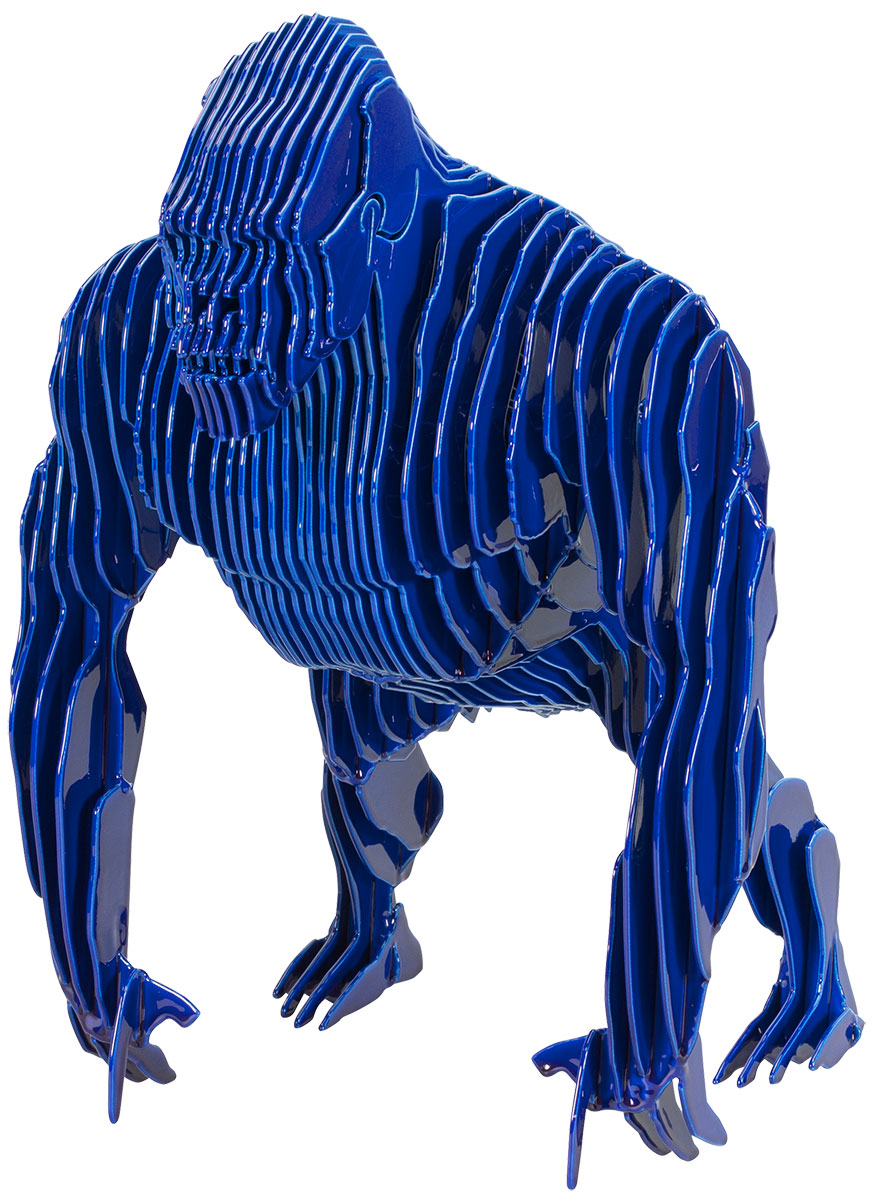 Stahlskulptur 'Gorilla', blaue Version