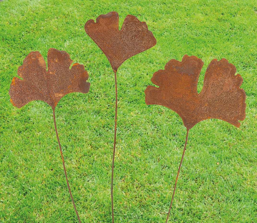 Gartenstecker 'Ginkgoblatt', 3-teilig