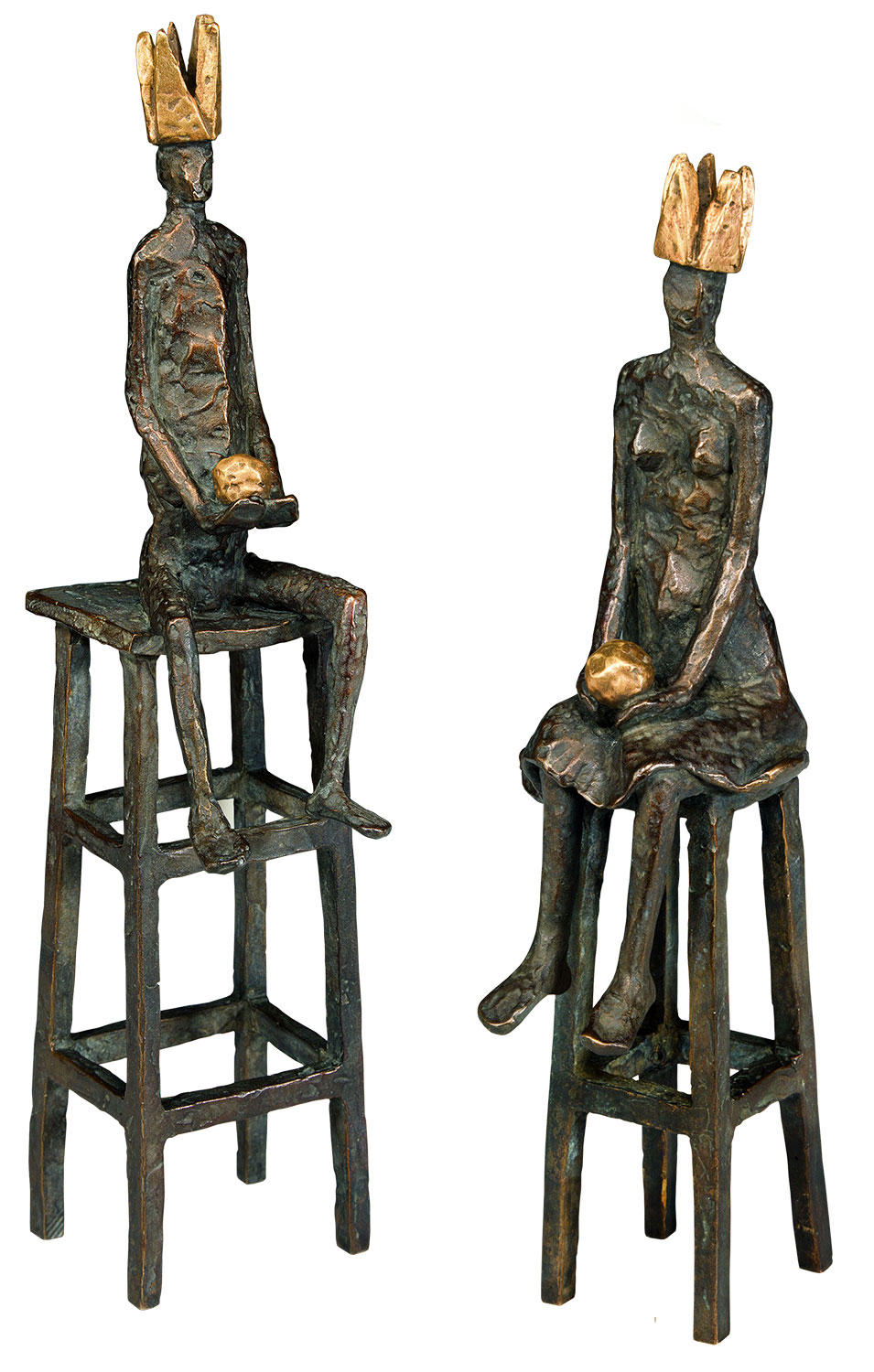 Marianne Mostert: Skulpturenpaar 'Kleiner König' und 'Kleine Königin' im Set, Bronze