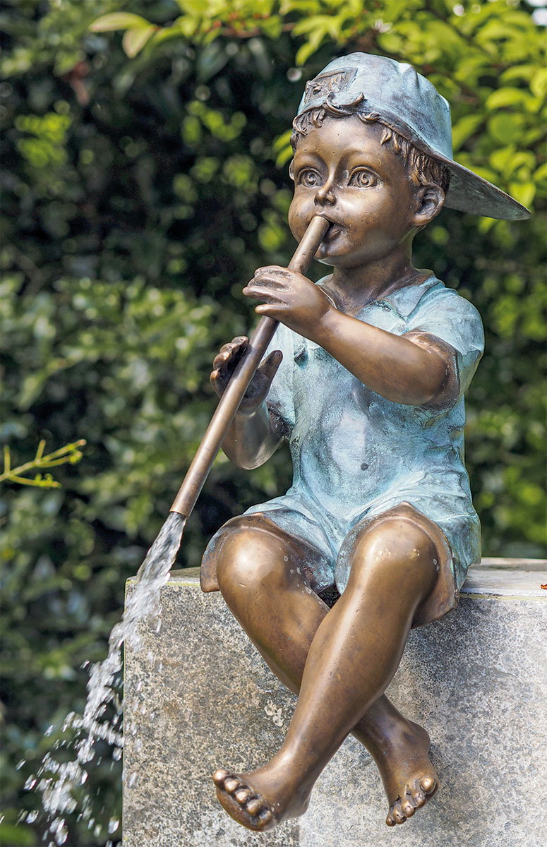 Gartenskulptur / Wasserspeier 'Fin' (ohne Säule), Bronze