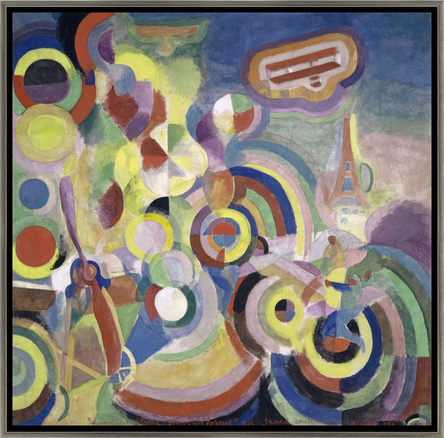 Robert Delaunay: Bild 'Hommage à Blériot' (1914), gerahmt