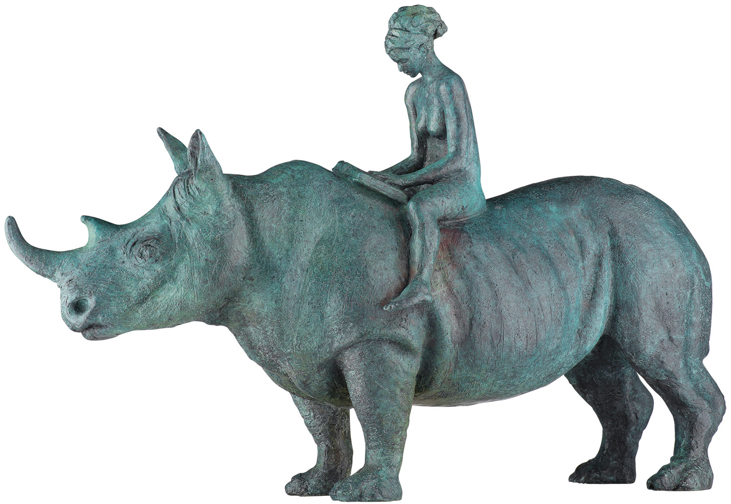 Alfredo Llorens García: Skulptur 'The Maid and the Unicorn' (2024), Bronze