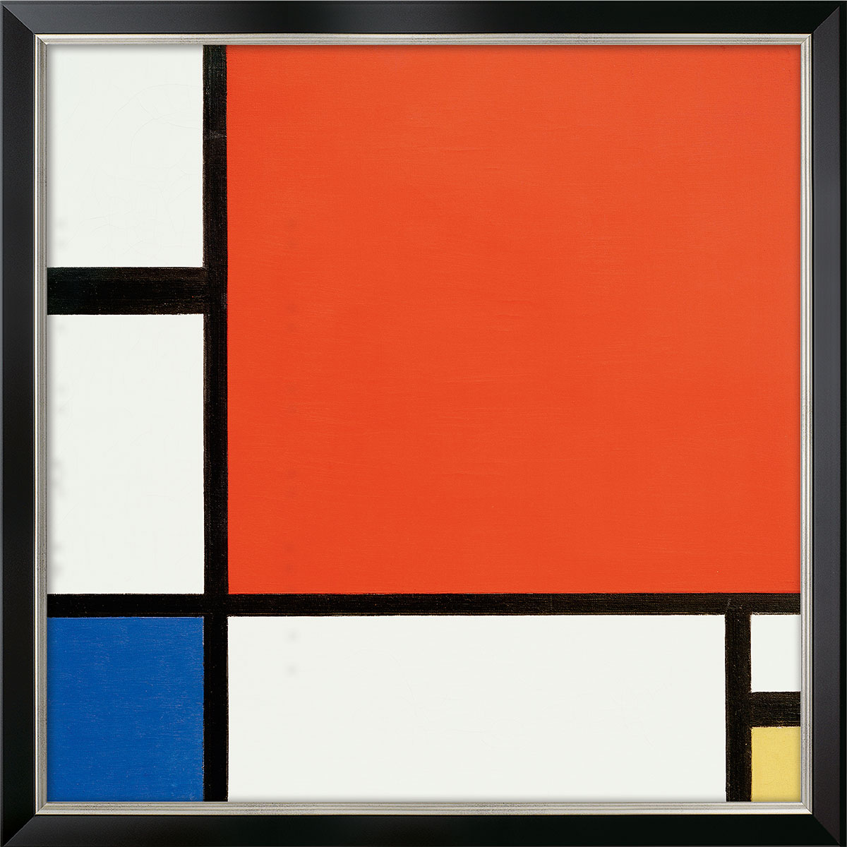 Piet Mondrian: Bild 'Komposition in Rot, Blau und Gelb' (1930), gerahmt