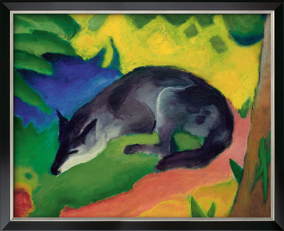 Franz Marc: Bild 'Fuchs (Blauschwarzer Fuchs)' (1911), gerahmt