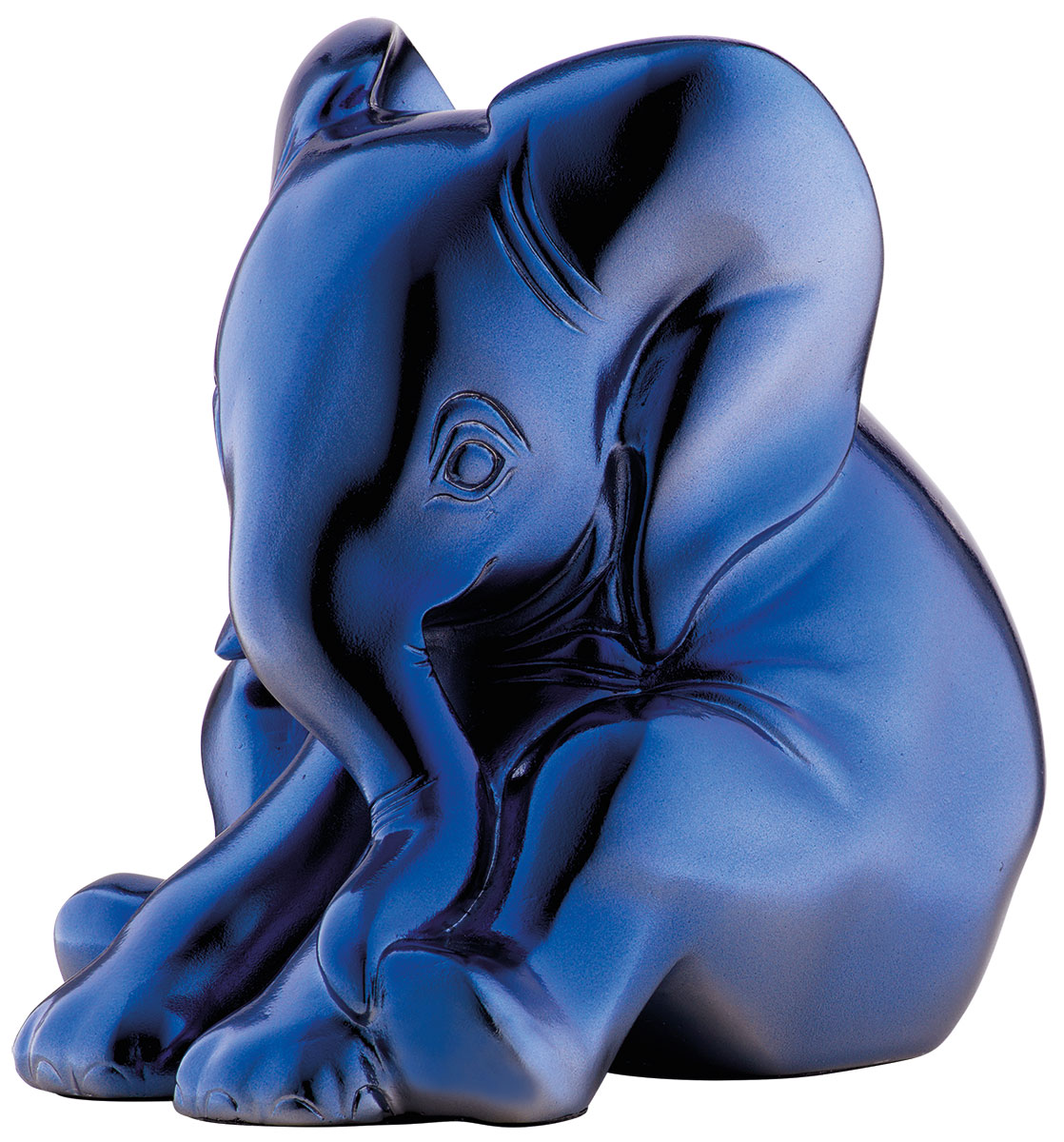 Jagna Weber: Skulptur 'Little Elephant', Version in Kunstguss Metallic-Blau