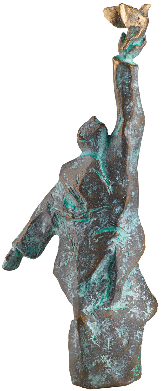 Christoph Fischer: Skulptur 'Der Gedanke' (2023), Version Bronze grün