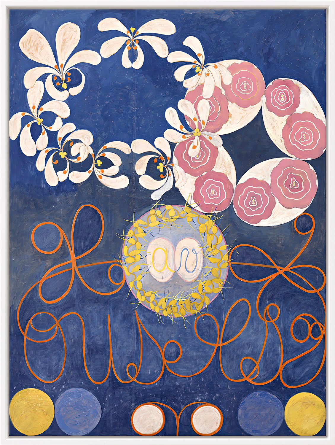 Hilma af Klint: Bild 'Die Zehn Größten, Nr. 1, Das Kindesalter' (1907), Version weiß gerahmt