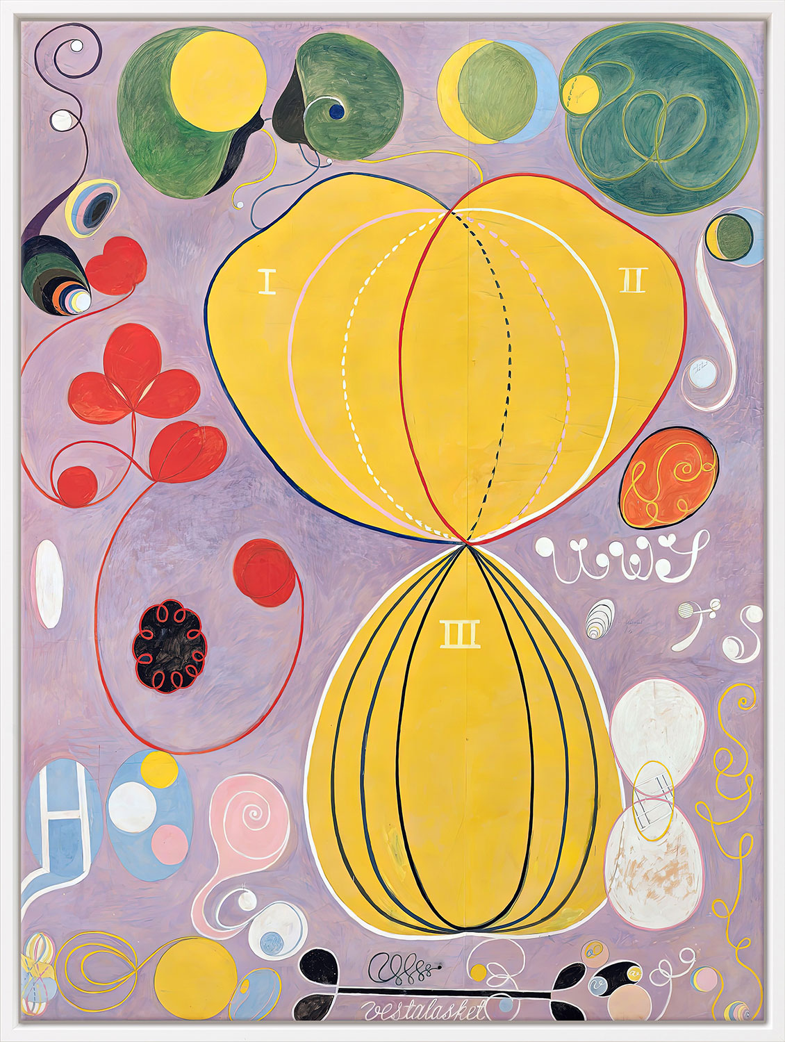 Hilma af Klint: Bild 'Die Zehn Größten, Nr. 7, Das Mannesalter' (1907), Version weiß gerahmt