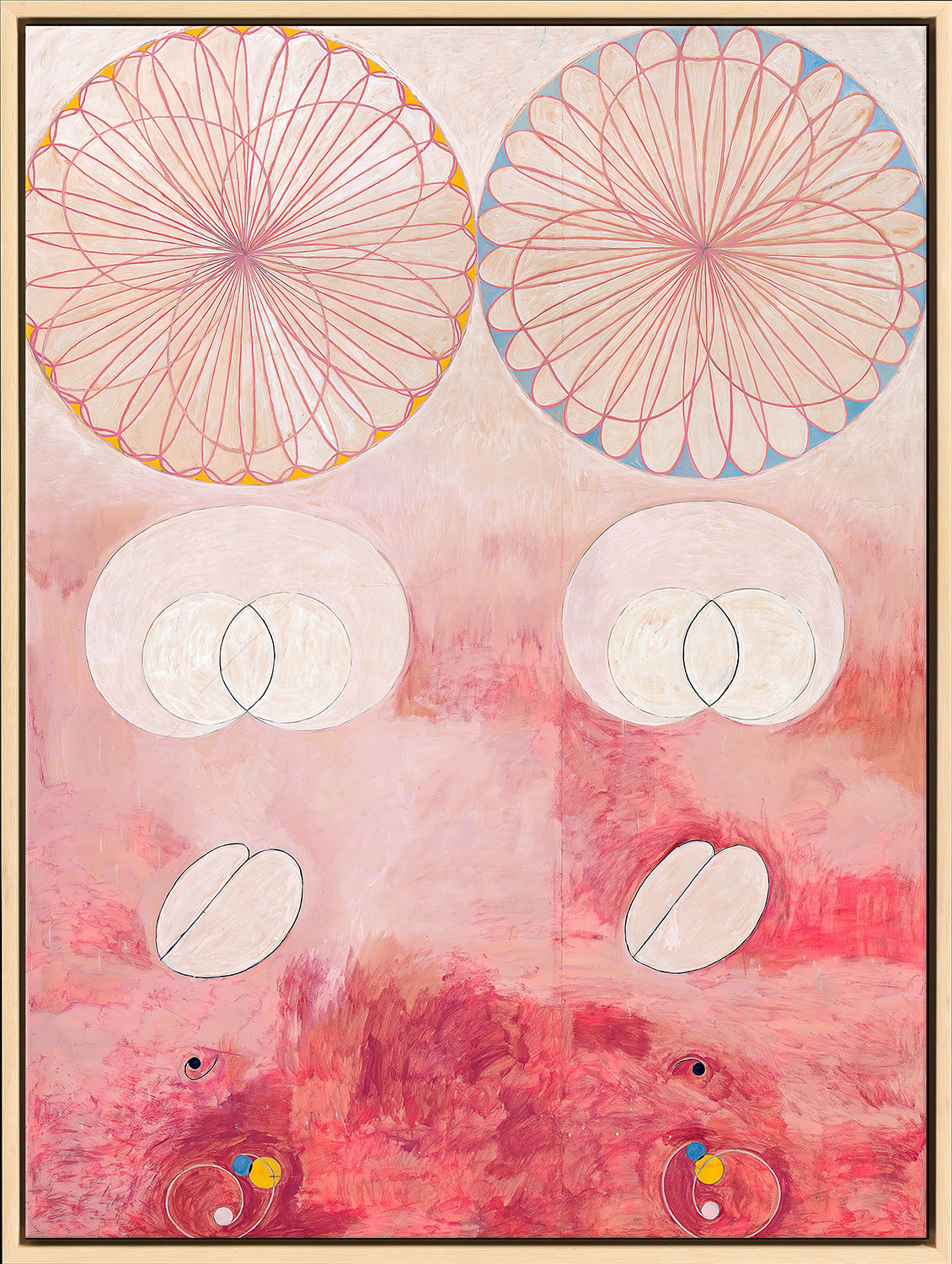 Hilma af Klint: Bild 'Die Zehn Größten, Nr. 9, Das Greisenalter' (1907), Version naturfarben gerahmt