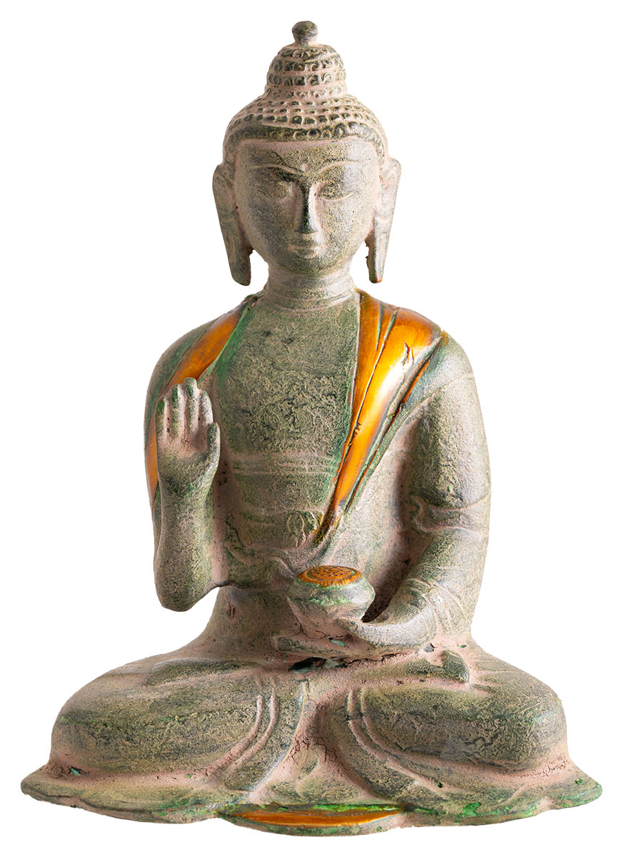 Messingskulptur 'Kanakamuni Buddha - der Gold-Weise'