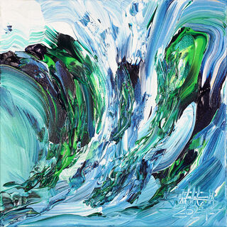 Bild "Blue and Green I" (2024) (Original / Unikat), auf Keilrahmen