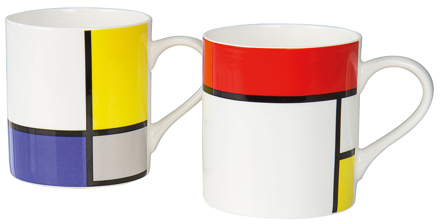 Set de 2 mugs "Composition", porcelaine von Piet Mondrian