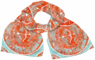 Écharpe en soie "signe du zodiaque Sagittaire" (23.11.-21.12.), version orange
