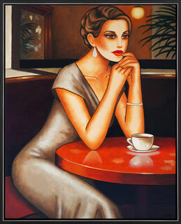 Bild "Reflections Over Coffee" (2024) (Original / Unikat), gerahmt