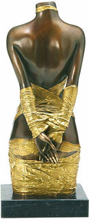 Skulptur "Draperi II", bronsversion delvis guldpläterad von Willi Kissmer