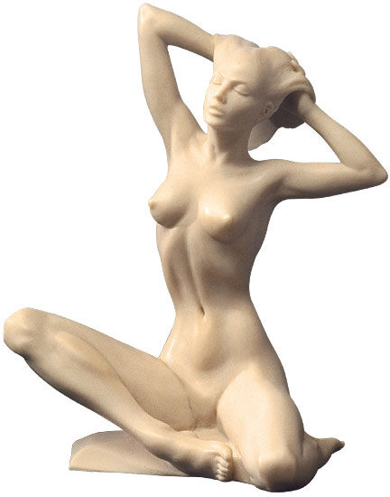 Sculpture "Sitting Nude", artificial marble version by Roman Johann Strobl