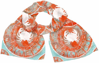 Silk scarf "Zodiac Sign Cancer" (22.06.-22.07.), orange version